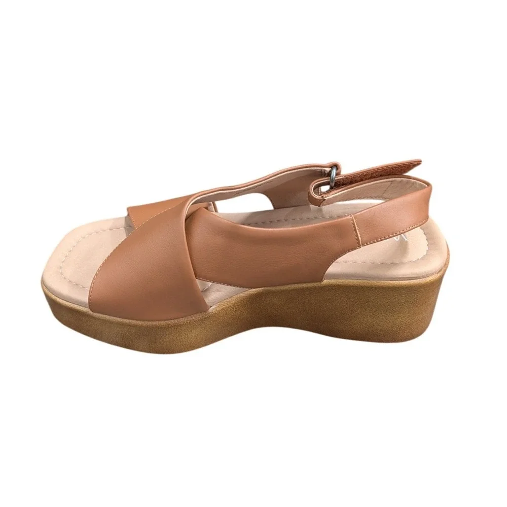 Women's Tan Platform Wedge Sandals wide width
